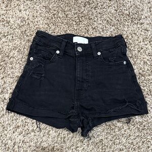 H&M Black Distressed Jean Shorts